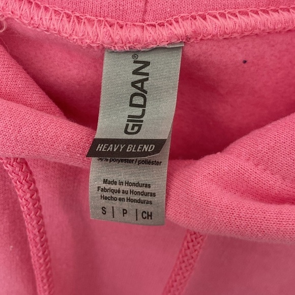 Custom floral machine sewn bow Hoodie  crewneck/ sweatshirt pink sz small - Picture 4 of 5